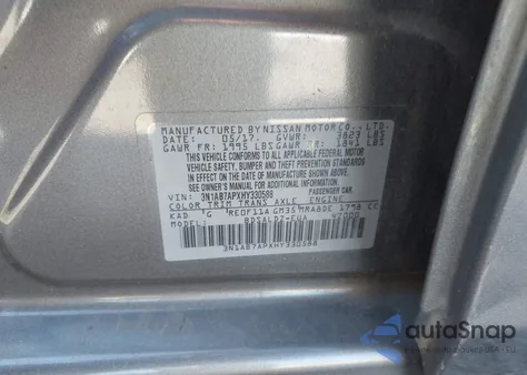 2017 Nissan Sentra Sv z USA, uszkodzony, nr VIN 3N1AB7APXHY330588